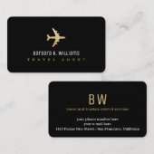 旅行代理店ブラックビジネスカード(飛行機あり) 名刺 (正面/裏面)