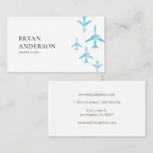 旅行代理店ブルーウォーターカラー飛行機 名刺 (正面/裏面)