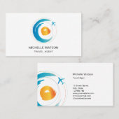 旅行代理店マップビーチサン海飛行機の休暇 名刺 (正面/裏面)