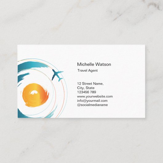 旅行代理店マップビーチサン海飛行機の休暇 名刺 (裏面)