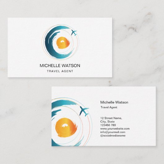 旅行代理店マップビーチサン海飛行機の休暇 名刺 (正面/裏面)