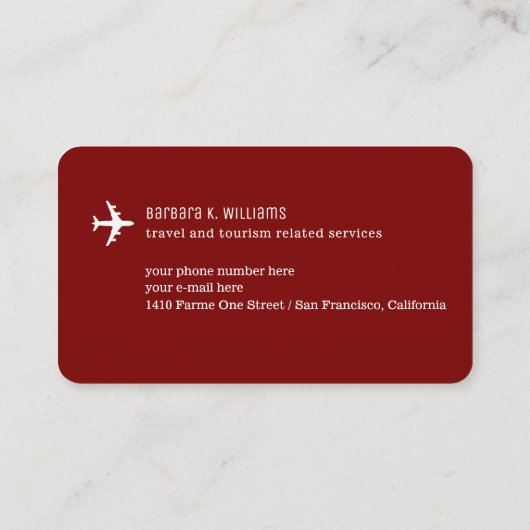 旅行代理店ミニマル深い – 赤 名刺 (裏面)