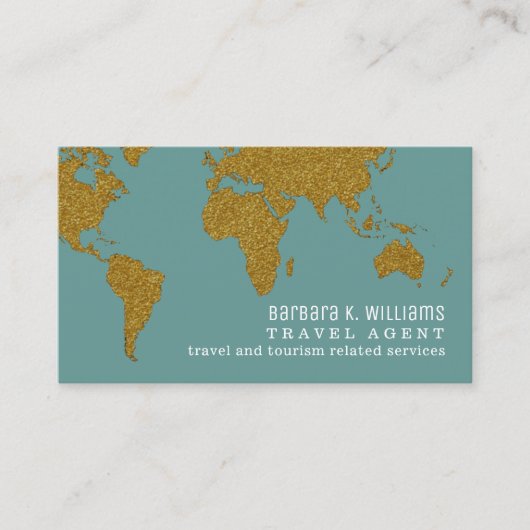 旅行代理店モダンほこり – ティール（緑がかった色） – 青の名刺 名刺 (正面)