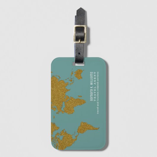 旅行代理店モダンほこり – ティール(緑がかった色) – 青 ラゲッジタグ (正面縦)