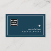 旅行代理店ロゴ飛行機ワールドマップ 名刺 (正面)