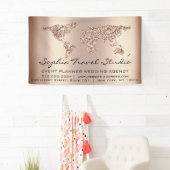 旅行代理店ワールドマップバラ金ゴールド地球イベント計画 横断幕 (インサイチュ)