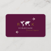 旅行代理店ワールドワイドモノグラムダークワイン 名刺 (正面)