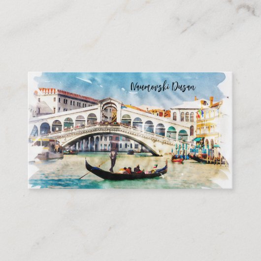 旅行代理店ヴェネツィアイタリア水のカラーアートワーク 名刺 (正面)