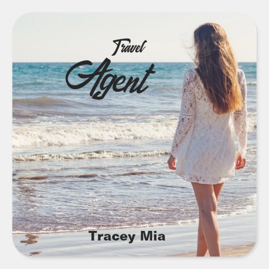 旅行代理店名前をカスタムする スクエアシール (正面)