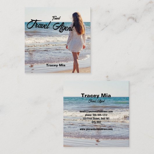 旅行代理店名前をカスタムする スクエア名刺 (正面/裏面)