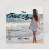 旅行代理店名前をカスタムする スクエア名刺 (正面)