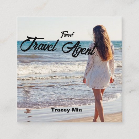 旅行代理店名前をカスタムする スクエア名刺 (正面)