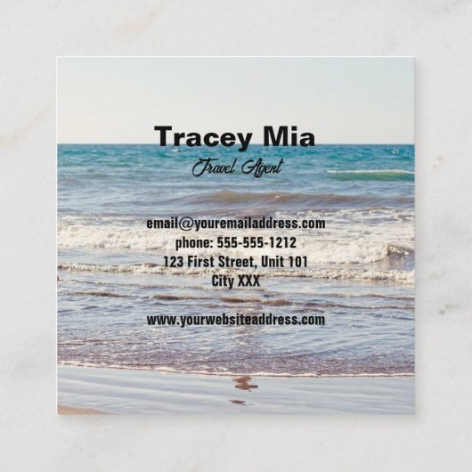 旅行代理店名前をカスタムする スクエア名刺 (裏面)