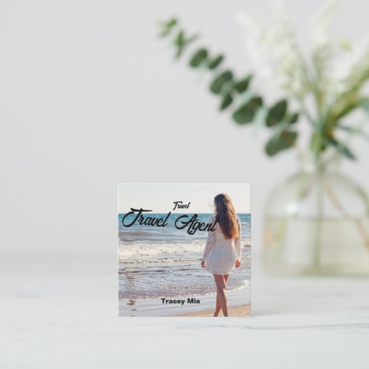 旅行代理店名前をカスタムする スクエア名刺 (スタンド正面)