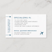 旅行代理店宛先プランナー搭乗券 名刺 (裏面)