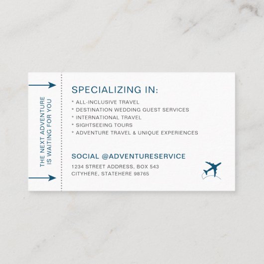 旅行代理店宛先プランナー搭乗券 名刺 (裏面)