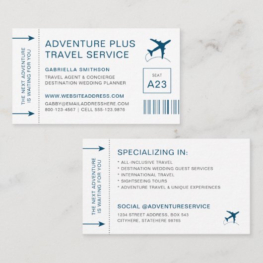 旅行代理店宛先プランナー搭乗券 名刺 (正面/裏面)