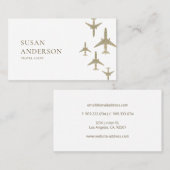 旅行代理店金ゴールドグリッター飛行機 名刺 (正面/裏面)