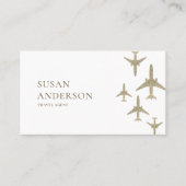 旅行代理店金ゴールドグリッター飛行機 名刺 (正面)