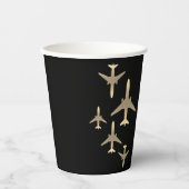 旅行代理店金ゴールド飛行機紙カップ 紙コップ (正面)