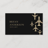 旅行代理店金ゴールド飛行機 名刺 (正面)