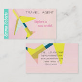 旅行代理店飛行機ピンクビジネスカード 名刺 (正面/裏面)