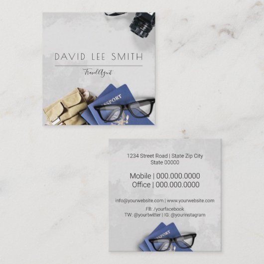 旅行代理店 スクエア名刺 (正面/裏面)