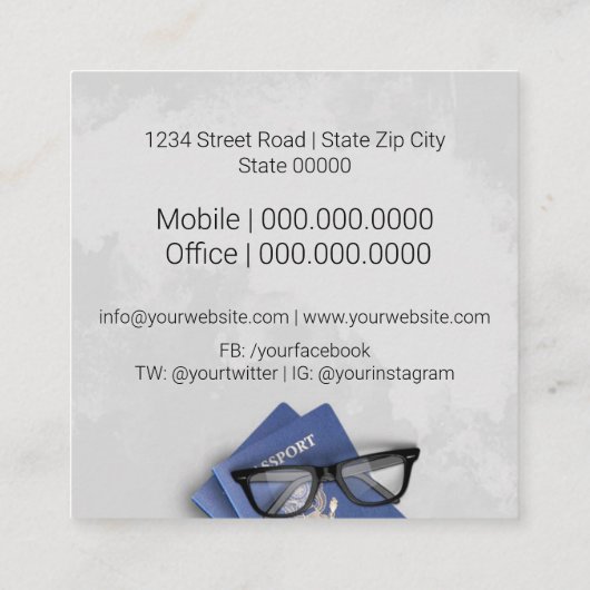 旅行代理店 スクエア名刺 (裏面)