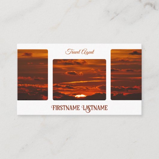 旅行代理店 劇的 空 大洋 ビーチ 夕焼け 名刺 (正面)