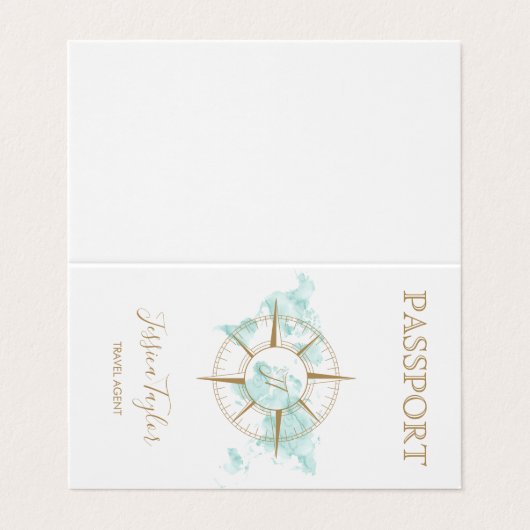 旅行代理店Passportワールドマップ写真の挿入 名刺 (外部フラット)