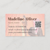 旅行代理店QRコード砂漠シーンホワイトビジネス 名刺 (裏面)