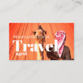 旅行代理店QRコード砂漠シーンホワイトビジネス 名刺 (正面)