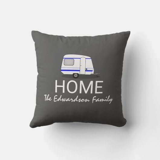 旅行休暇のキャラバンの家家族のモノグラム クッション (裏面)