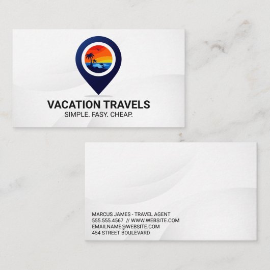 旅行休暇の場所のロゴ 名刺 (正面/裏面)