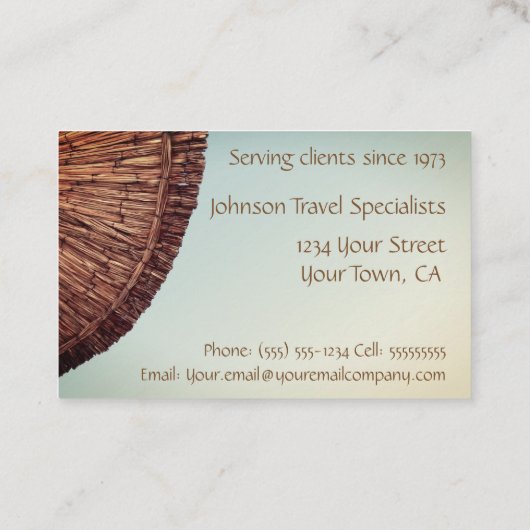 旅行会社のコンサルタントの専門家 名刺 (裏面)