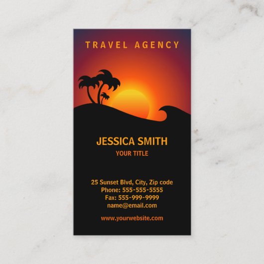 旅行会社の熱帯島の名刺 名刺 (正面)