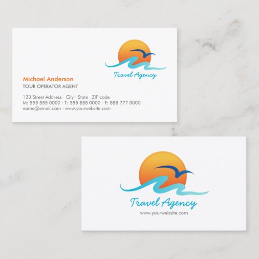 旅行会社の観光事業の添乗員の名刺 名刺 (正面/裏面)