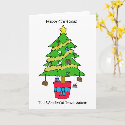 旅行会社へのクリスマスおめでとう カード (黄色い花)