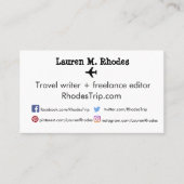 旅行作家のブロガーのスタンプのテーマカード 名刺 (正面)