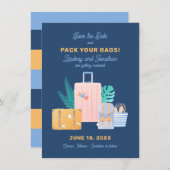 旅行先での結婚式の「Save the Date」カード セーブザデート (正面/裏面)