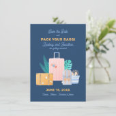 旅行先での結婚式の「Save the Date」カード セーブザデート (スタンド正面)