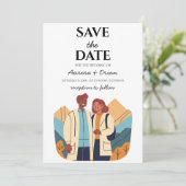 旅行先の結婚式の日付を保存 招待状 (スタンド正面)