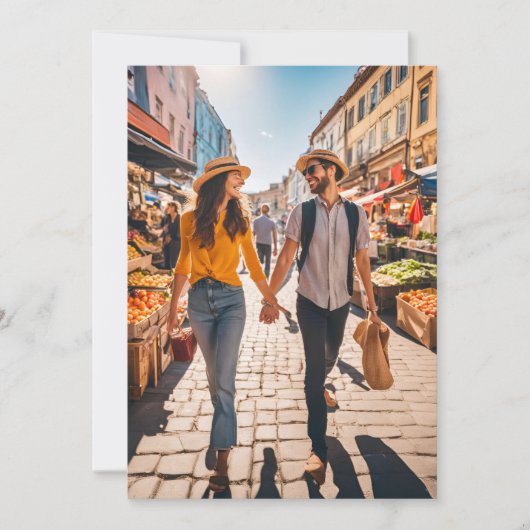 旅行先の結婚式の日付を保存 招待状 (正面)