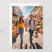 旅行先の結婚式の日付を保存 招待状 (正面/裏面)