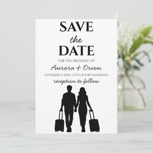 旅行先の結婚式の日付を保存 招待状 (スタンド正面)