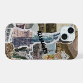 旅行先コラージュ電話ケース iPhone 15ケース (裏面横)