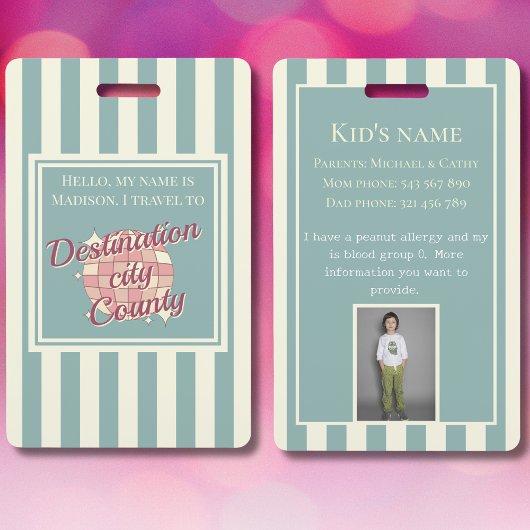 旅行先バッジkid ID子アクセサリ バッジ