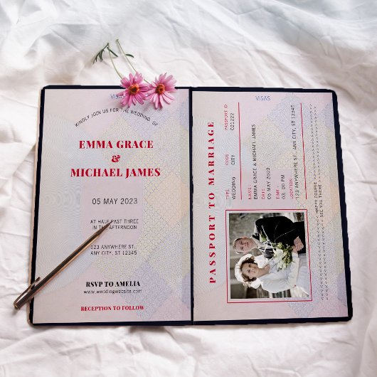 旅行先パスポート結婚式招待状 招待状