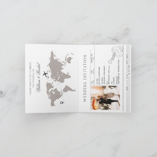 旅行先パスポート結婚式招待状 案内状 (内部)