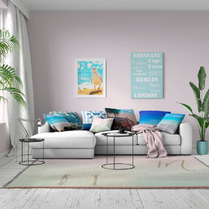 旅行先パーソナルブルーホワイトモダン キャンバスプリント